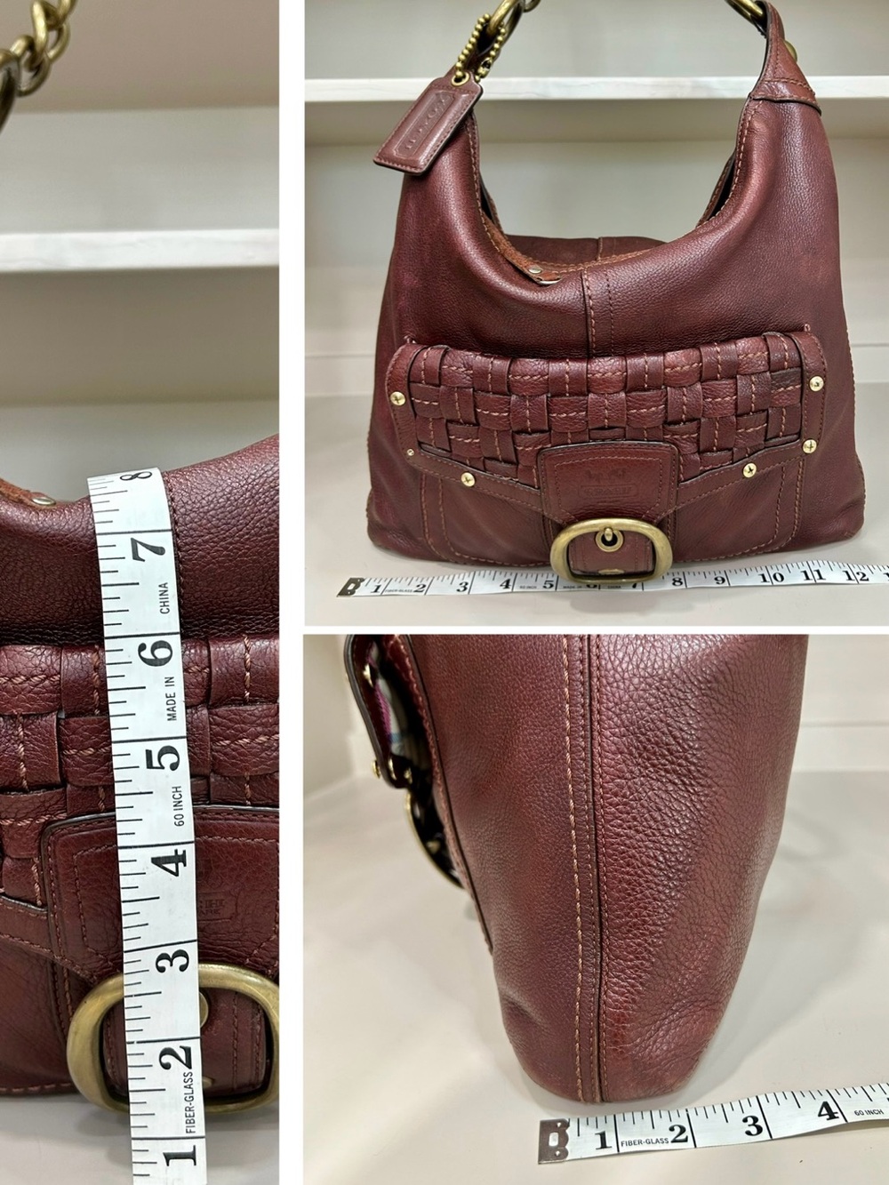 Coach Bleecker Soft Milled Cowhide Woven Pocket Hobo Tattersall Y2K Shoulder Bag - Picture 17 of 17